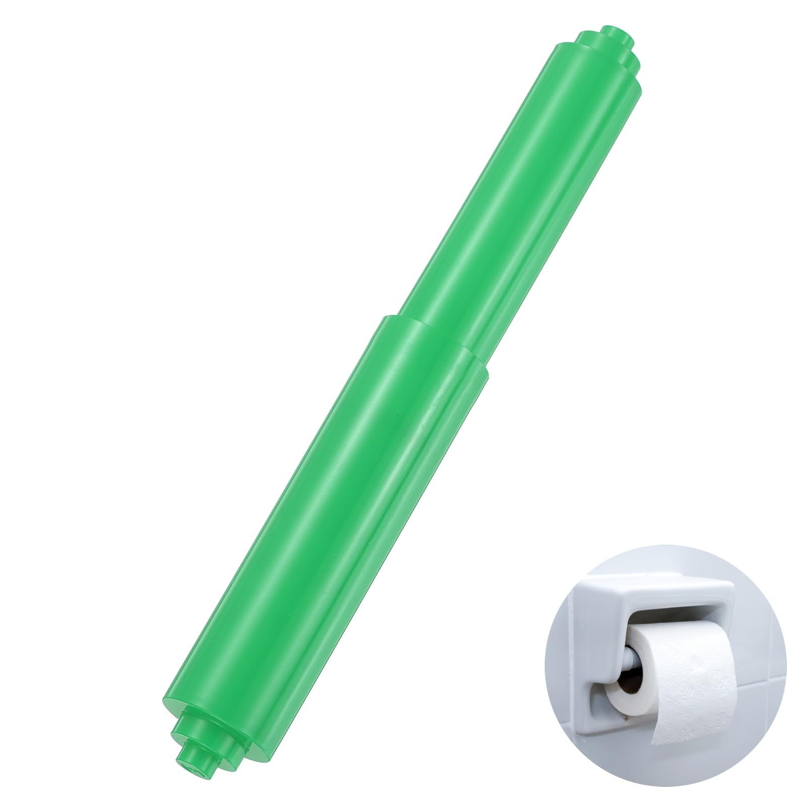 sourcing map 1PCS Toilet Paper Holder Roller, 4.6" to 7" Retractable Bathroom Tissue Roll Holder Toilet Paper Spring Rod Replacement Plastic for Washroom Bathroom, Green