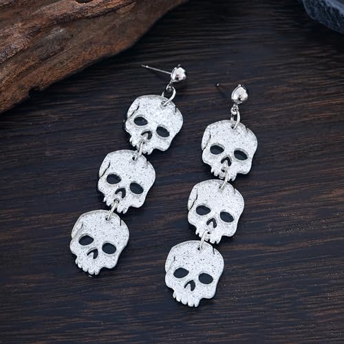 Halloween BOO Ghost Skull Earrings for Women, Gothic Dark Bat Dangle Earrings,Retro Acrylic Cute Lightweight Drop Dangle Earring Jewelry Gifts, Holiday Festive Cosplay Party Decorations Accessories4