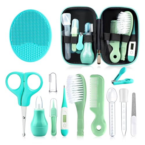 Image of Baby Grooming Kit, Infant Safety Care Set with Hair Brush Comb Nail Clipper Nasal Aspirator,Baby Essentials Kit for Newborn Girls Boys
