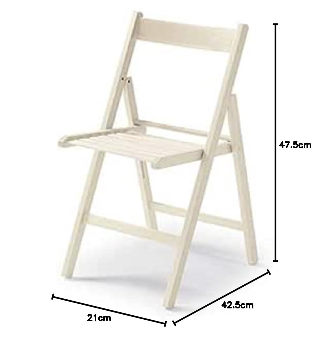 Dmora - Chaise pliante moderne en bois, pour balcon ou jardin, cm 42x48h79, Assise h cm 47, couleur blanche