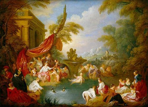 Impression Tableaux les baigneuses Jean Baptiste Pater Graffiti Poster Mur Vide 60x90