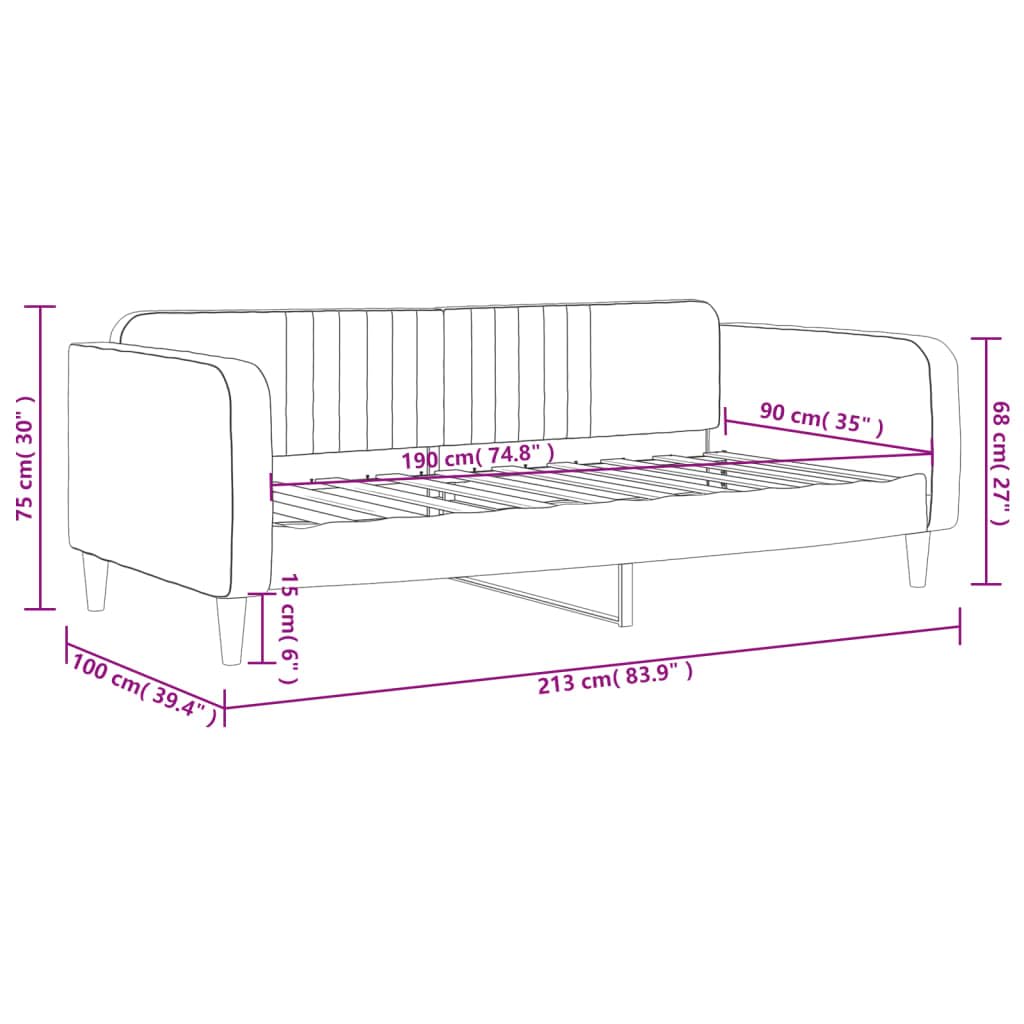 Velluto Trasformabile 2 in 1 Divano Letto Grigio Chiaro 90x190 cm