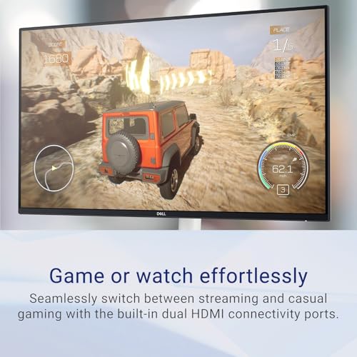 Image of Dell 24 inch IPS FHD Computer Monitor, 100Hz Refresh Rate, Integrated Dual 5W Speakers, 99% sRGB Color Gamut, 1500:1 Contrast Ratio, 2 x HDMI Ports, Ultra-Thin Bezel, Ash White