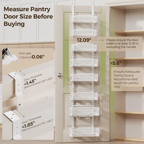 Delamu-8-Tier-Over-the-Door-Pantry-Organizer-2in1-Hanging-or-Wall-Mount-Spice-Rack-Seasoning-Adjustable-Heavy-Duty-Narrow-Pantry-Door-Organizer-and-Storage-for-Kitchen-Cabinet-and-Bathroom12-White