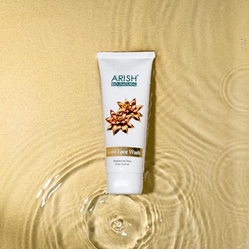 Image of ARISH BIO-NATURAL Gold Face Wash- 75 ml | Sandalwood, Honey & 24K Gold Dust | Luxury Glow & Skin Brightening Daily Cleanser | Anti-Aging Formula for All Skin Types | Ideal for Women & Men