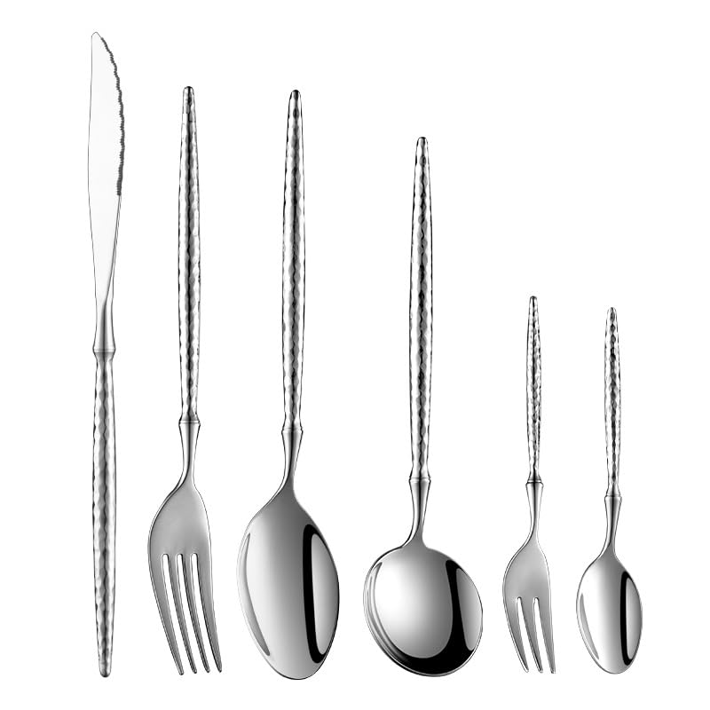 Genérico Juego de Cubiertos Premium de Acero Inoxidable de 16 Piezas - Elegante cubertería Negra para 4 Personas | Juego de Cuchillo, Tenedor y Cuchara duraderos cenas, Fiestas y Uso