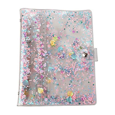 SICCOMA A5 6-Ring Loose Leaf Binder Cover PVC Glitter A5 Planner Binder Cover Notebook Binder Refillable Notebook Shell (6.7”x9.2”) for Round-Ring Planner Pages (Inner Paper Not Included) Cover