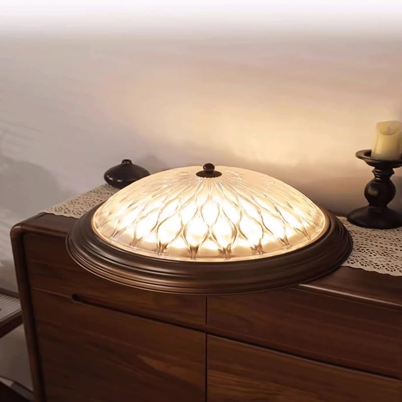 Nanyang Style Bedroom Glass Ceiling Lamps Retro Living Room Caramel Color Light LED Source Lamp Three-Color Dimmable Close to Lights for Restaurant Office Library image 3