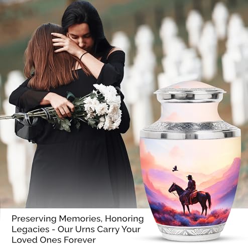 Image of Cowboys Urn - Cremation Urn Human Ashes - Combo 1 - Large with 3 Inch Pack of 1 - Funeral Urns Adult Ash - Memorial Urns for Adult Ash - Keepsake for Ashes