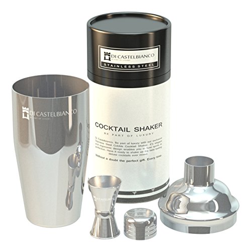 BarBrand Cocktail Shaker by Bar Brand co. Professional Bar set - 24 oz. Drink Mixer, Built in Strainer and Free Jigger. Premium Drink Shaker Gift.