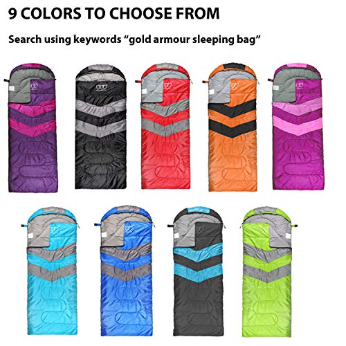 Gold Armour Bolsa de Dormir para Adultos Clima Frío y Cálido - Bolsa de Dormir para Camping Compacta y Ligera para Niños 10-12, Niñas y Niños - Cremallera Izquierda miniatura 7