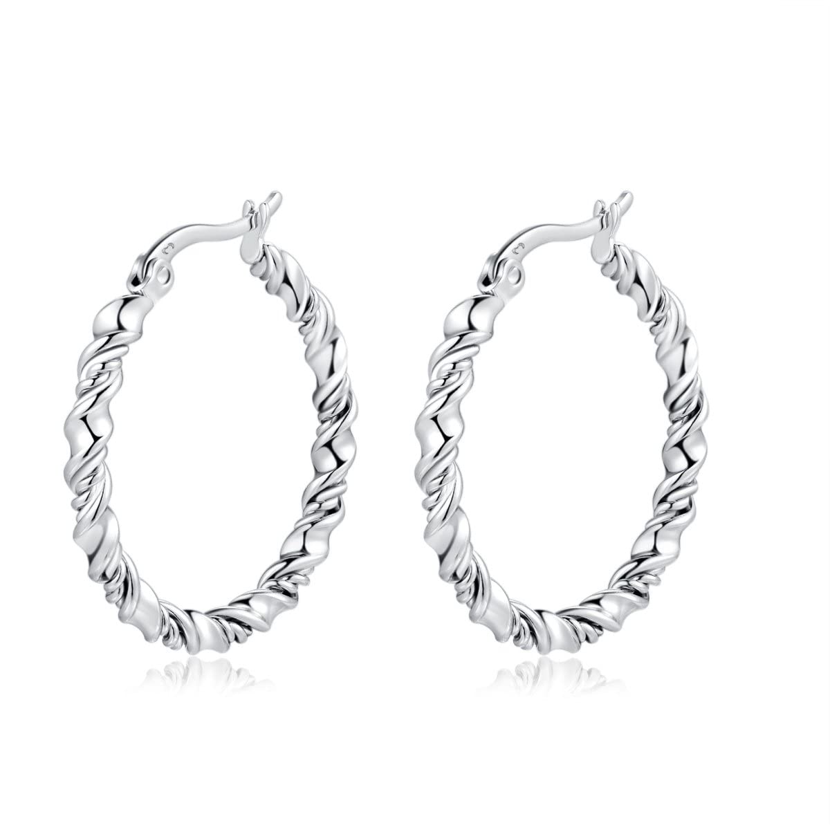 MARLION JEWELSPendientes aro de mujer. Aretes con forma trenzada. Pendientes de acero quirúrgico bañados en oro/plata para mujer ideal para regalo del día de la madre, aniversario... Joyeria mujer