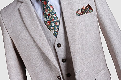 Mens Ivory Tweed Herringbone Suit 3 Pieces One Button Single Breasted Blazer Wedding Slim Fit Tuxedos3