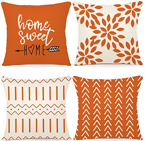 YCOLL Lot de 4 Housse de Coussin Décoratif Canapé Taie d'oreiller Decoration Canapé Housses de Coussin en Lin d'extérieur Housse de Coussin Décoration pour Chambre, canapé, Chaise, Lit,Jardin 40x40CM