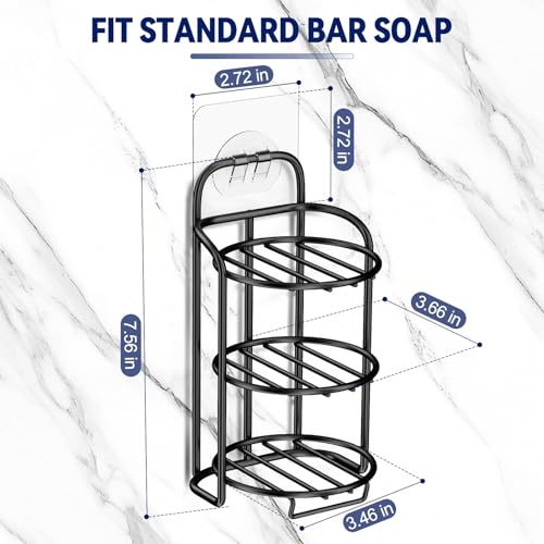 3-Tier Shower Soap Shampoo Bar Holder, Self Adhesive & Freestanding Draining Bathroom Soap Dish Caddy for Bathroom Wall Accesories Decor - Image 5