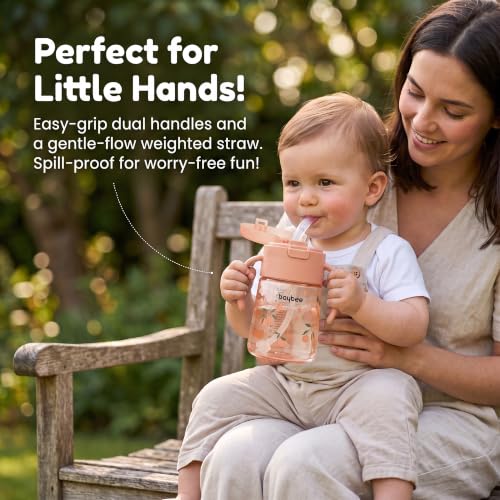 Image of BAYBEE Sipper for Baby with Soft Silicone Straw | Baby Sippy Cup with Anti-Spill Lock Water Bottle with Twin Handles | BPA-Free Tritan Drinking Sipper for Kids for Infants & Toddlers (280ml - Orange)