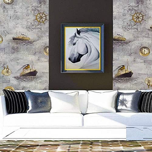 Image of Self Adhesive Wallpaper for Furniture, Almirah, Table Top, Wardrobe, Kitchen, Cupboard Decal & Door| Kitchen Wall Paper Sticker DIY PVC Self Liner Vinyl Stickers. (Pirate Ship, 24x144 Inch)