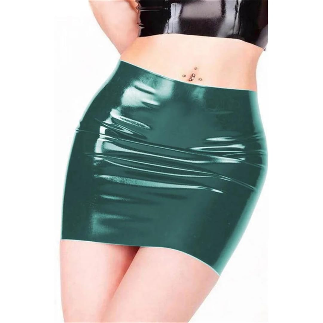 Kelsiop Minifalda lápiz de piel sintética para mujer, de PVC brillante, aspecto húmedo, con cremallera