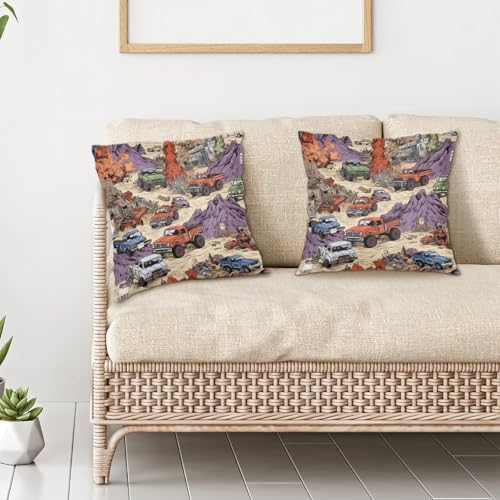 Housse coussin camion rétro 61x61 pour lit et fauteuil champêtre - 7