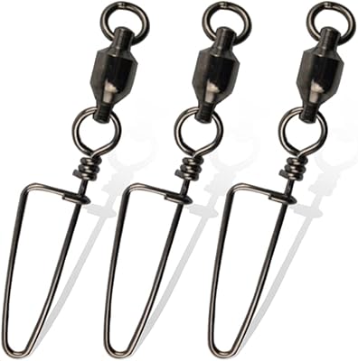 AGOOL Fishing Swivels Snaps Ball Bearing Swivels with Coastlock Snap Stainless Steel High Strength Welded Ring Black Nickle Coated Fishing Snap Swivels Saltwater Swivels Fishing Tackle 26Lb - 503Lb
