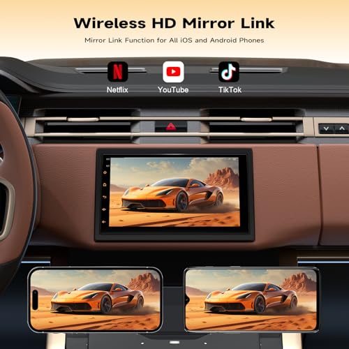Image of Haudio Wireless Double Din Car Stereo with Bluetooth, Wireless CarPlay and Android Auto, Backup Camera, GPS Navigation, Free APK Download and Deletion, FM, Voice Control, Mirror Link (9 inch-4G+64G)