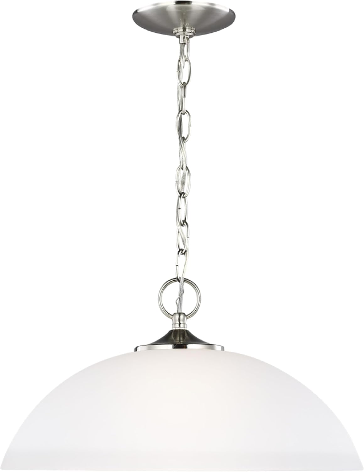 Generation Lighting 1-Light Geary Transitional Pendant Light Fixture Brushed Nickel 6516501-962, Modern Ceiling Light Fixture for Home Décor, A19 Bulb Candelabra for Foyer or Living Room Decor