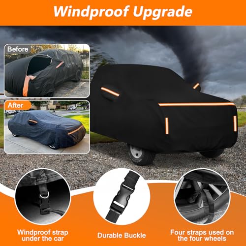 Image of Car Cover for Ford F-150 Chevy Silverado 1500 Ram 1500 Crew Cab 2000-2025 Waterproof PEVA Cotton Lined Outdoor Truck Cover Windproof UV Protection with Door Zipper