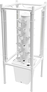Hydroponic Growing System mit Licht und 30 Löcher- Vertikal Hydroponik Turm mit 10L Wassertank, Garden Aeroponic Tower Kit für Obst, Gemüse und Kräuter (Weiß)