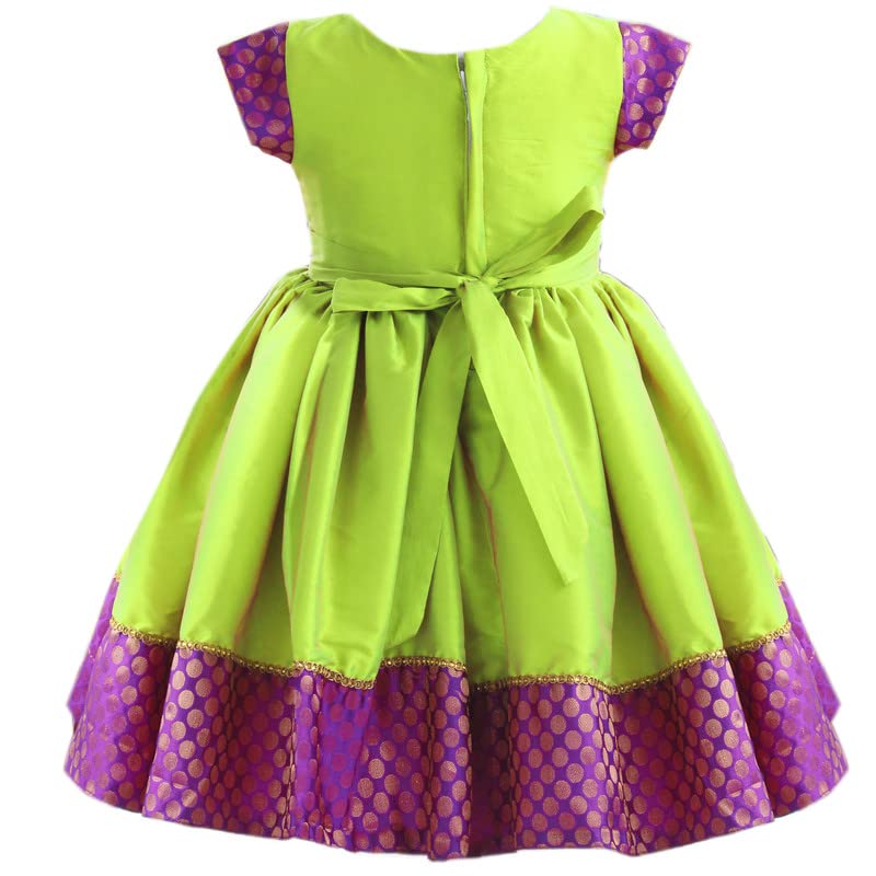 Image of Stanwells Kids Baby Girls Frocks Knee Length Birthday Ruffle Pattern Puff Cap Sleeve Traditional Embroidery Western Frock Princess Birthday Dress for Girls