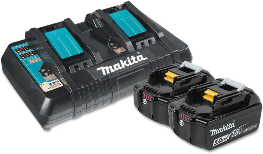 Makita BL1850B2DC2 18V LXT® Lithium-Ion Battery and Dual Port Charger Starter Pack (5.0Ah)