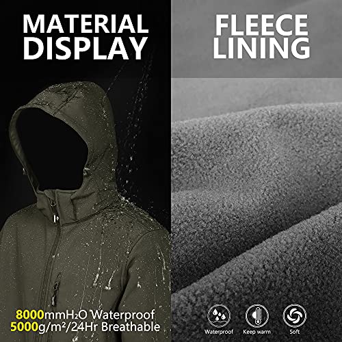 Outdoor Ventures 8M12013 Men'S Lightweight Softshell Jacket Fleece Lined Hooded Water Resistant Winter Hiking Windbreaker Jackets thumb #4