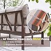 Patio Furniture Set, 6 Pieces Outdoor Couch Sectional, L Shaped Patio Sofa, Metal Patio Couch Sectional with Side Table, Outdoor Seating Conversation Set, Beige