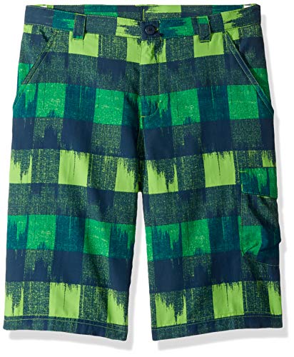 Columbia Boys Silver Ridge Printed Short, Cyber Green Multi Plaid, Medium