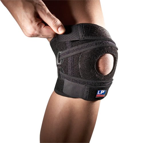 LP Extreme Open Knee Support with Posterior Strap, Fully Adjustable Coolprene Knee Brace - Arthritis Pain Relief, Knee Compression Support & Patella Knee Support, Black - One Size