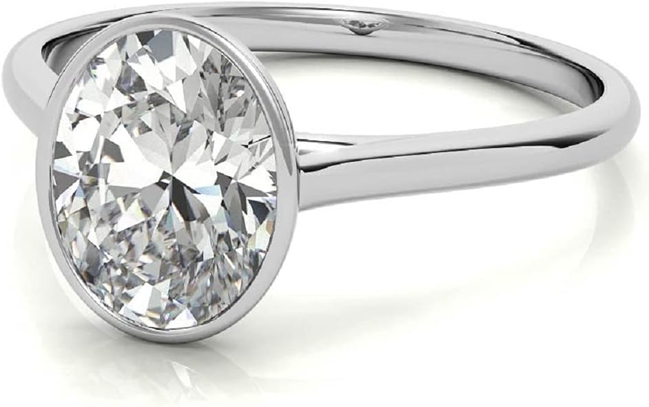 2 CT Oval Moissanite Engagement Rings for Women Wedding Bridal Ring Set Solitaire Bezel Handmade Silver 10k 14k 18k Solid Gold Vintage Anniversary Promise Gifts for Her