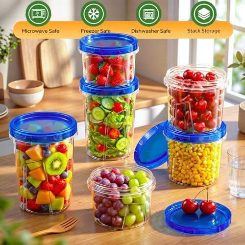 HOMETALL Freezer Storage Containers, [6 Pack- 33/24/17 OZ] Airtight Plastic Food Storage Containers with Twist Top Lids, Soup, Meal Prep Containers | BPA Free | Stackable | Leakproof | Microwave Safe — view 5