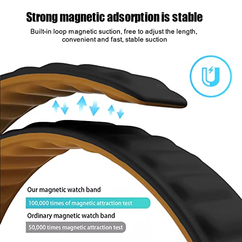 Image of ACM Watch Strap Magnetic Silicone Loop Compatible with Universal 22mm Size Replacement Strap Smartwatch Luxury Band Black