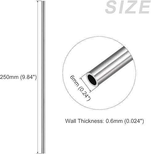 Miniatura 2 de METALLIXITY Tubo de acero inoxidable 304 (0.236 in de diámetro x 0.024 in de alto x 9.843 in de largo), tubo recto - para muebles del hogar,