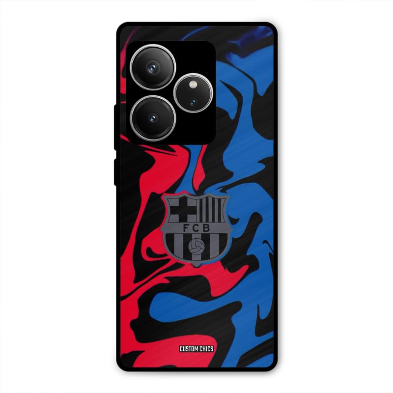 Image of PrintShield FC Barcelona Comic Back Cover for Realme GT 6, Shockproof Printed Phone Case with Soft TPU Sides & Anti-Slip Grip