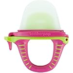 Teetherpop Fillable Silicone Teether for Babies - Breastmilk Popsicle Molds for Teething with Spill-Proof Sippy Slits - Freezable Baby Teethers for Liquids & Pures - Cool Teething Relief (PinkLimon)