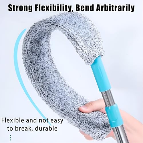Image of Gap Cleaning Duster with Extendable Handle (Up to 150 cm) - Flexible Microfiber Dust Cleaner for Under Bed, Sofa, Fridge & Narrow Spaces - Washable Flat Dust Mop for Home Cleaning