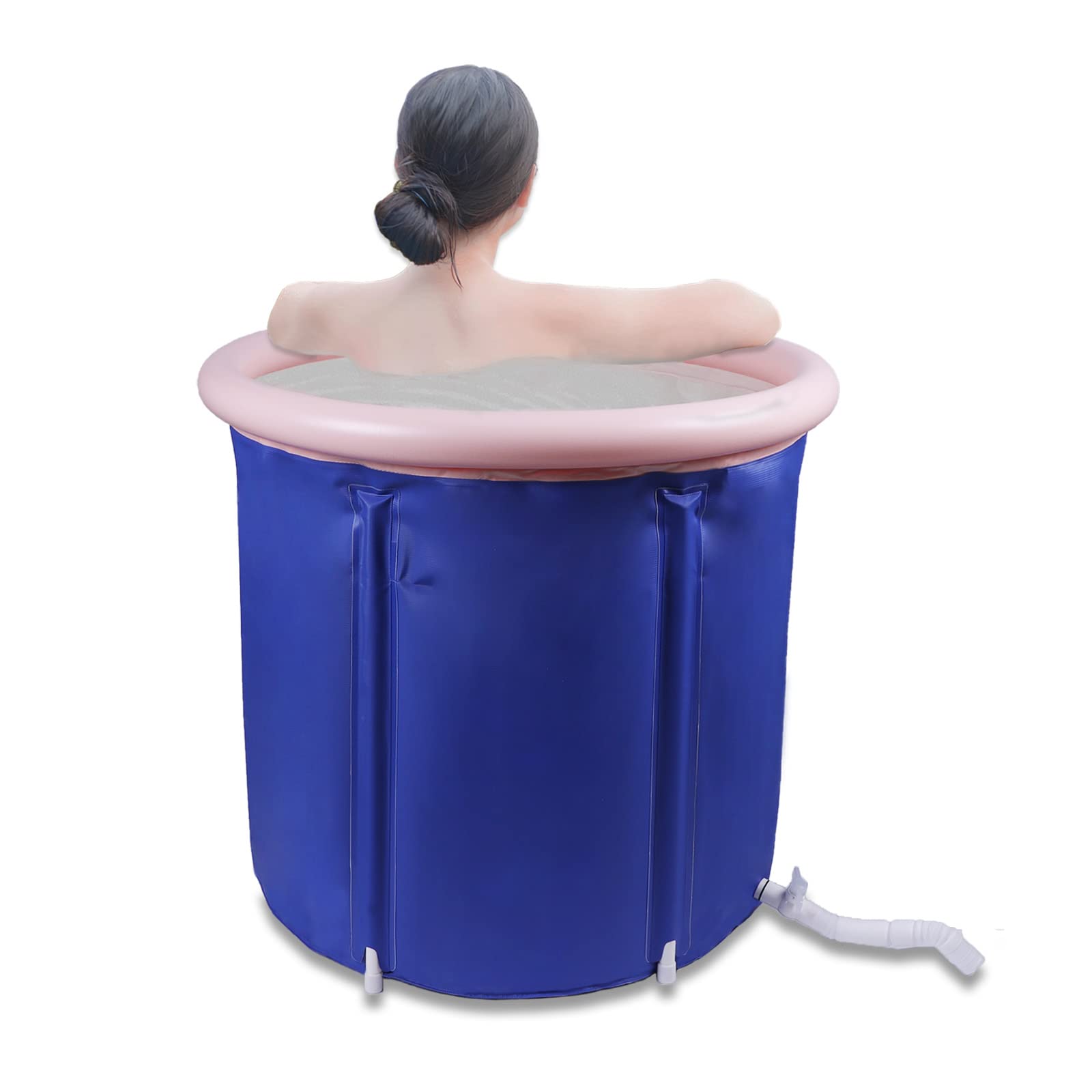 Portable Bathtub, Foldable 3 Layer Ice Bath Tub，Large Size 29.5 "X 29.5" Soaking Bath Tub,Suitable For Adult Freestanding Hot Bath/Cold Plunge Tub/Bath Spa In Small Space (Blue)