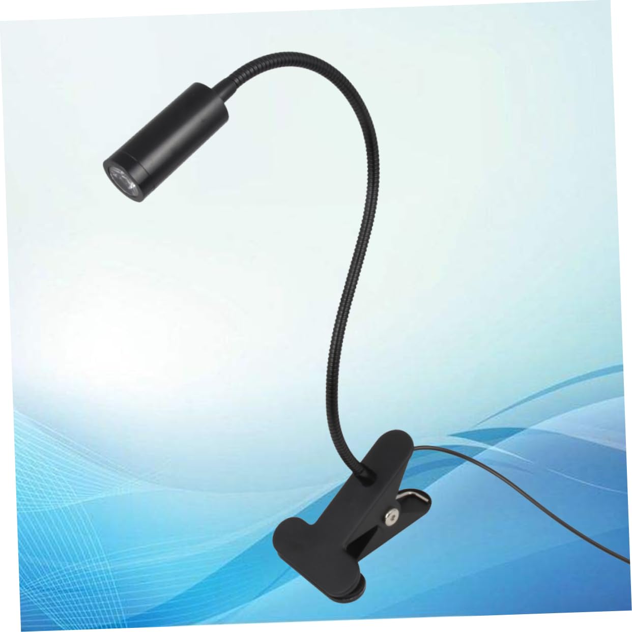 LED Lectura Lámpara de Clip USB 3W Tubo Flexible Cuello de Cisne Foco de Trabajo Luz de Taller Negro, Dirección Ajustable