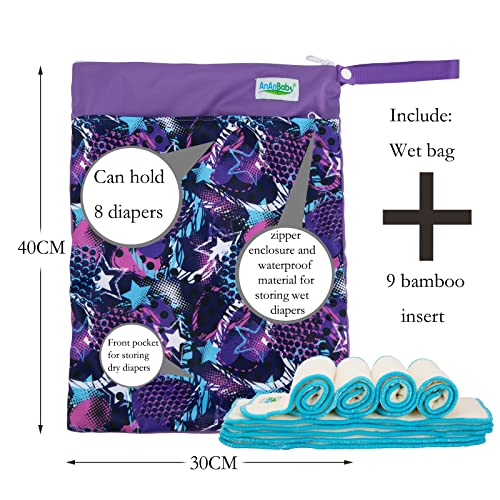 Baby Cloth Diaper, One Size Adjustable Washable Reusable For Baby Girls And Boys 6 Pack With 9 Inserts 1 Wet Bag #TOP4