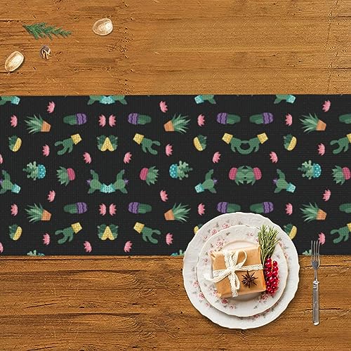 Chemin de table rustique cactus long pour protéger et décorer la table