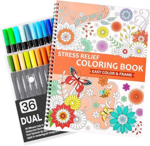 Atoke - Libro da colorare per adulti, con 36 colori,