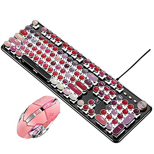 Vintage Look Mit Deutschem Layout, Gaming Tastatur USB, Regenbogen Beleuchtete Tastatur, Ganzmetallpaneel, Tasten Anti-Ghosting, Wired Keyboard