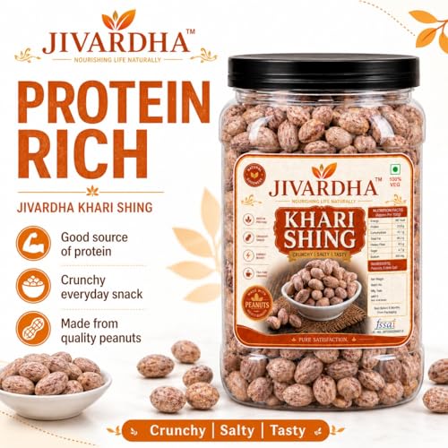 Image of Jivardha Healthy Khari Shing Peanuts 1kg | Crunchy Salted Groundnuts | Energy Boosting Snack | Freshly Packed Premium Quality Peanuts
