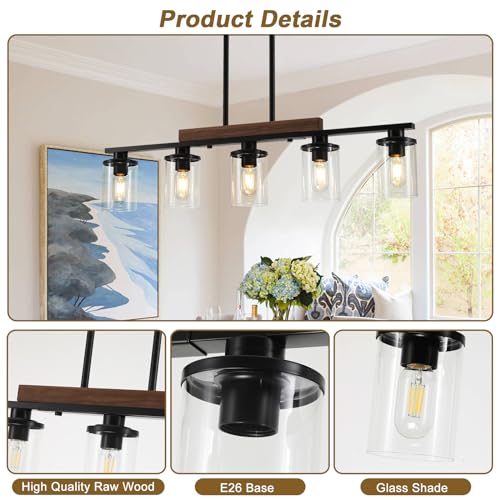 image for CmnVmn Kitchen Island Lighting,5-Light Dining Room Light Fixture/Chand