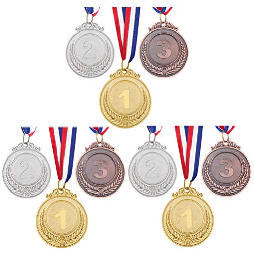 Toyvian Medalhas de Prêmio de Medalhas de Bronze de Prata Dourado com Fita de Números Universais Med